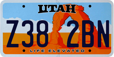 UT license plate Z382BN