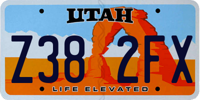 UT license plate Z382FX