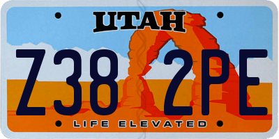 UT license plate Z382PE