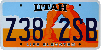 UT license plate Z382SB
