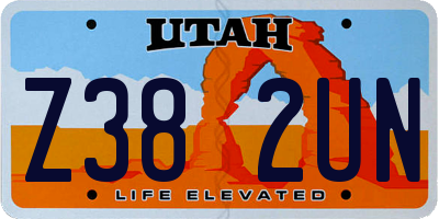 UT license plate Z382UN