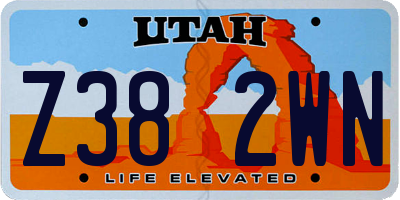 UT license plate Z382WN
