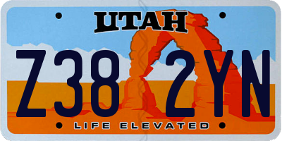 UT license plate Z382YN