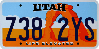 UT license plate Z382YS