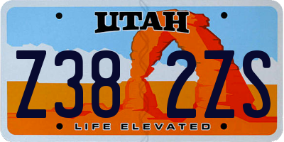 UT license plate Z382ZS