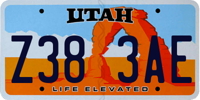 UT license plate Z383AE