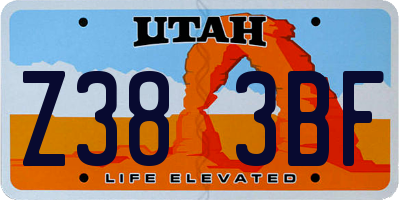 UT license plate Z383BF