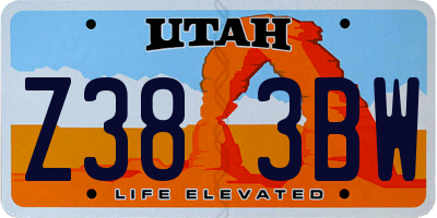 UT license plate Z383BW