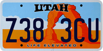 UT license plate Z383CU