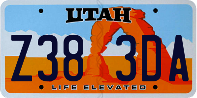 UT license plate Z383DA