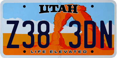 UT license plate Z383DN