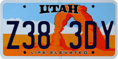 UT license plate Z383DY