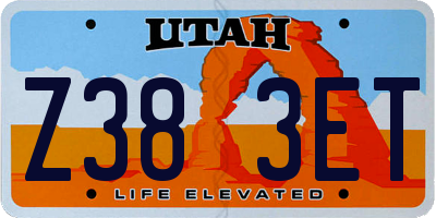 UT license plate Z383ET