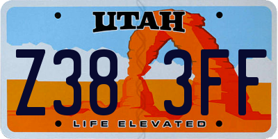 UT license plate Z383FF