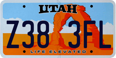 UT license plate Z383FL