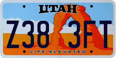 UT license plate Z383FT
