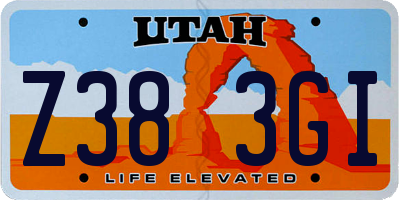 UT license plate Z383GI