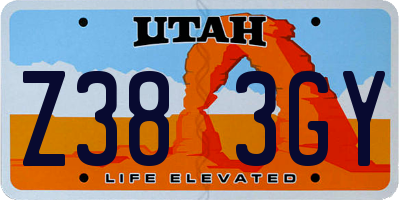UT license plate Z383GY