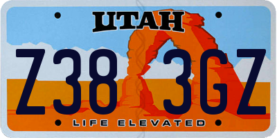 UT license plate Z383GZ