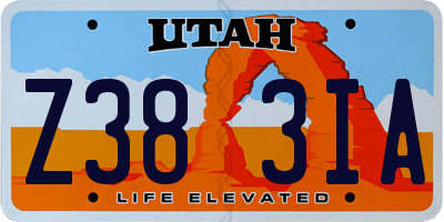 UT license plate Z383IA