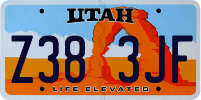 UT license plate Z383JF