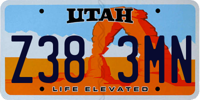 UT license plate Z383MN