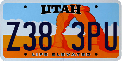 UT license plate Z383PU