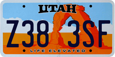 UT license plate Z383SF