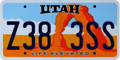 UT license plate Z383SS