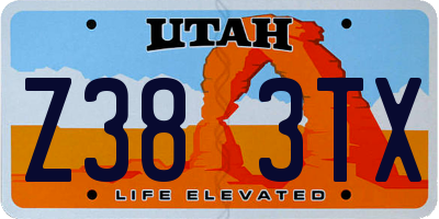 UT license plate Z383TX