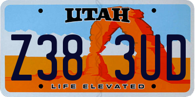UT license plate Z383UD