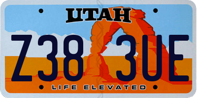UT license plate Z383UE