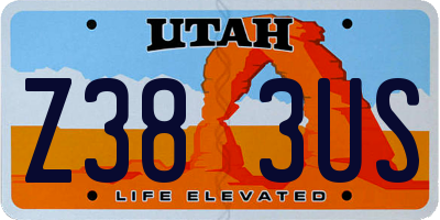 UT license plate Z383US