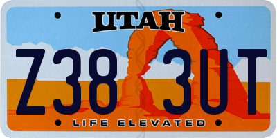 UT license plate Z383UT