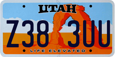 UT license plate Z383UU