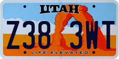UT license plate Z383WT