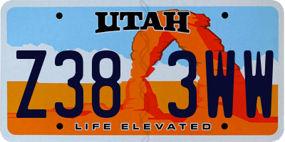 UT license plate Z383WW