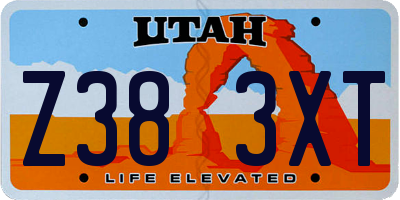 UT license plate Z383XT