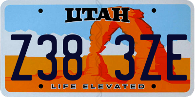 UT license plate Z383ZE