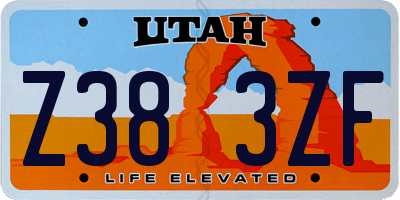 UT license plate Z383ZF