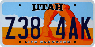 UT license plate Z384AK