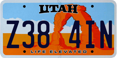 UT license plate Z384IN