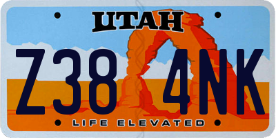 UT license plate Z384NK