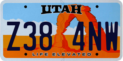 UT license plate Z384NW