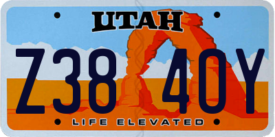UT license plate Z384OY