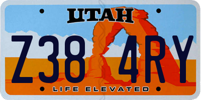 UT license plate Z384RY