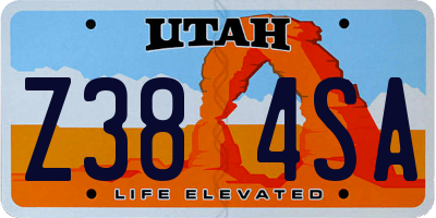 UT license plate Z384SA