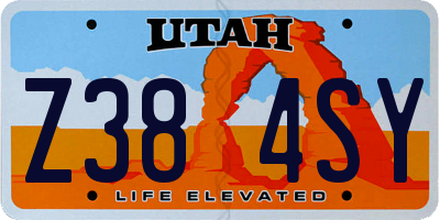 UT license plate Z384SY