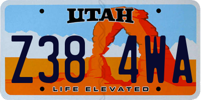 UT license plate Z384WA