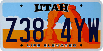 UT license plate Z384YW